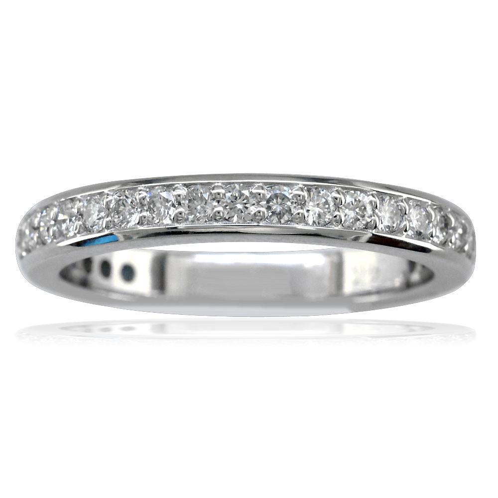 14K White Gold Diamond Wedding Band, 0.65CT