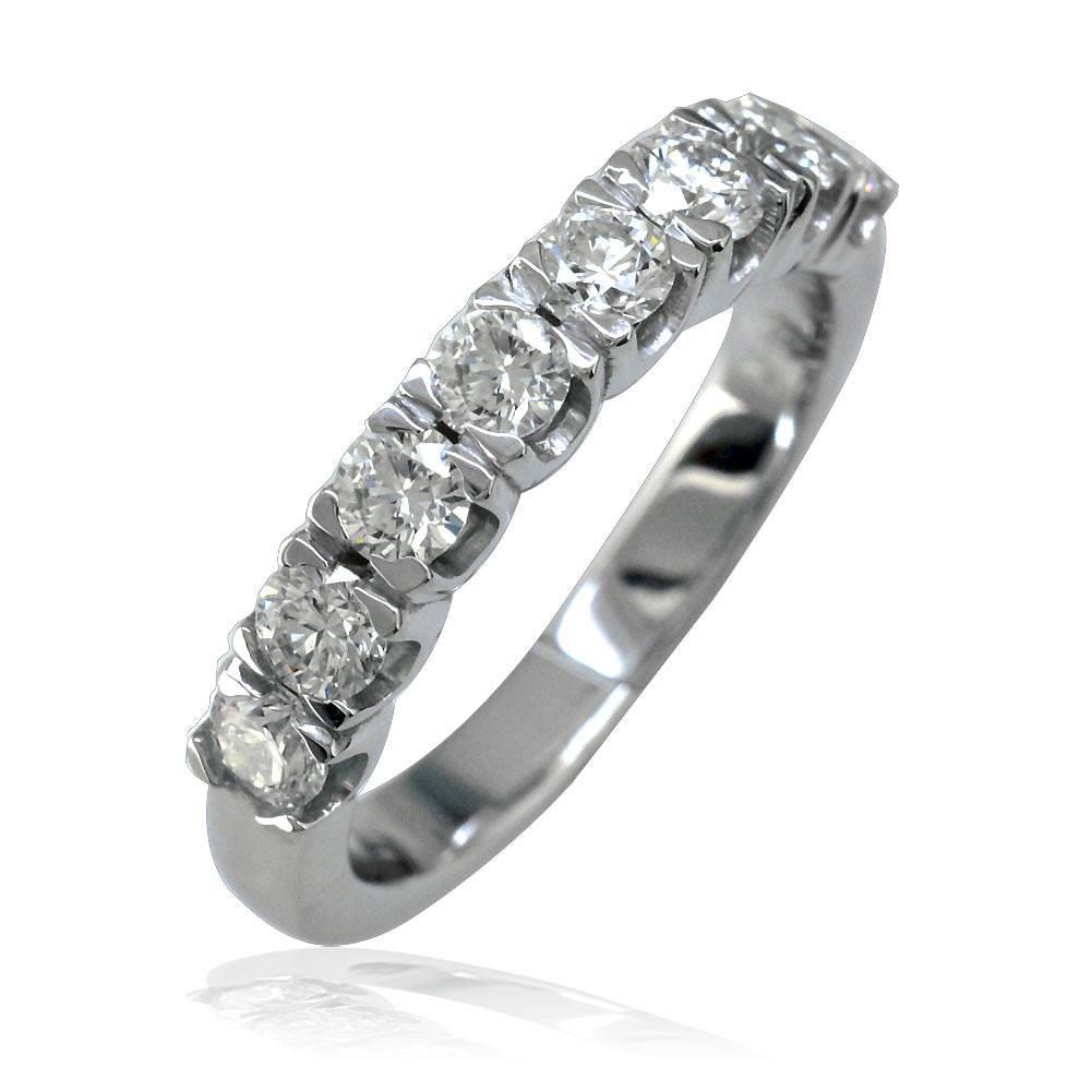 14K White Gold Diamond Wedding Ring, 0.96CT