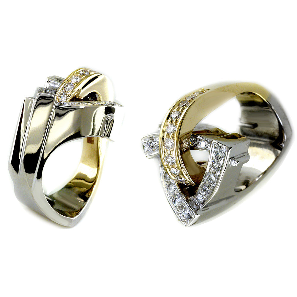 Ladies Large Contemporary Diamond Triangle Ring, 1.10CT in Two-Tone 14K
