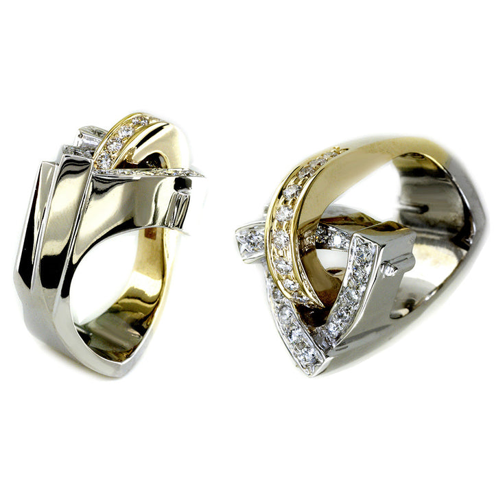 Ladies Large Contemporary Diamond Triangle Ring, 1.10CT in Two-Tone 14K
