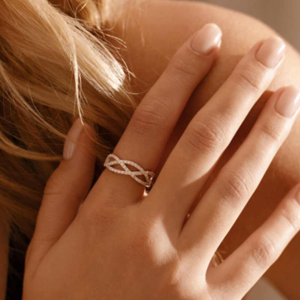 Diamond Weave Ring in 14K White Gold, view 5