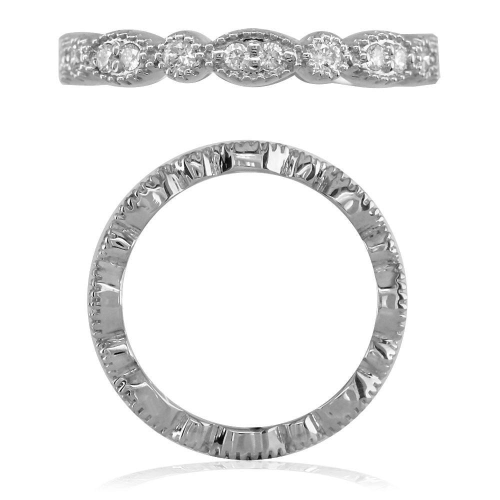 Round Diamonds Vintage Style Band, 0.36CT, 2.8mm in 14k White Gold