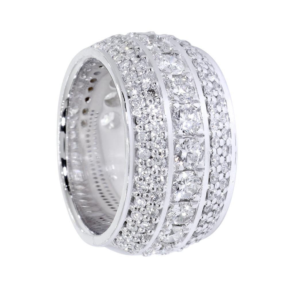 Diamond Band, 5 Rows, 3.85CT in 14K White Gold