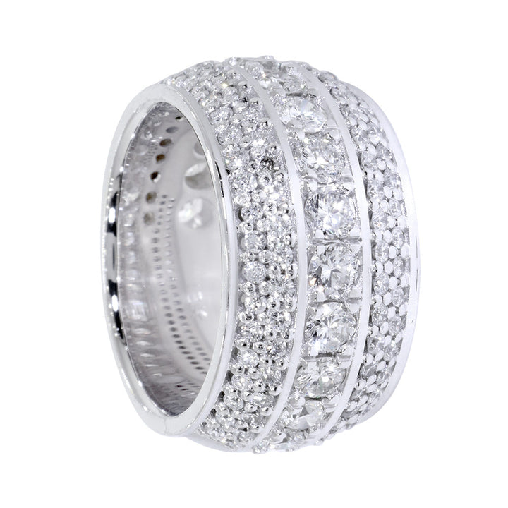 Diamond Band, 5 Rows, 3.85CT in 14K White Gold