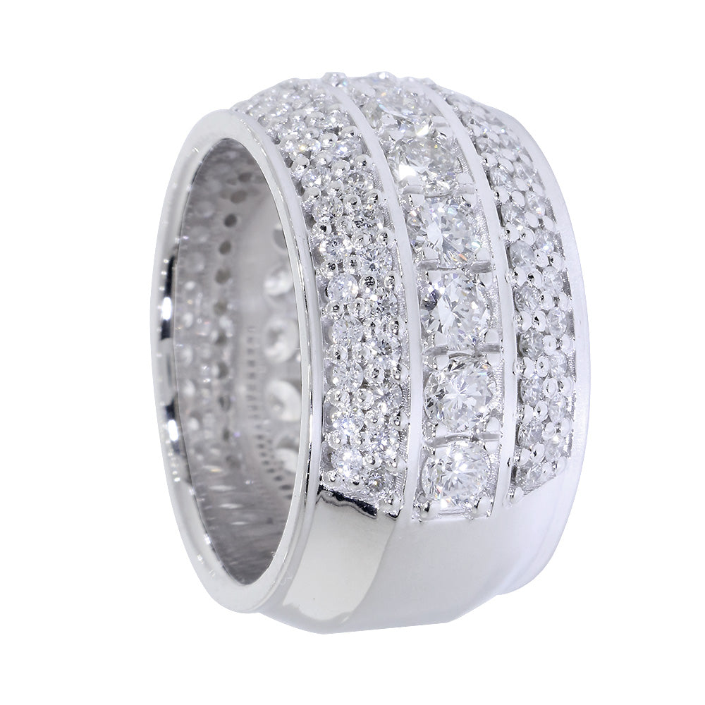 Diamond Band, 5 Rows, 3.85CT in 14K White Gold