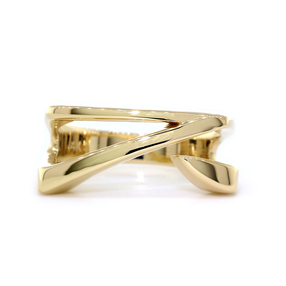 Open Contemporary Design Ring, 9mm Wide in 14K Yellow Gold