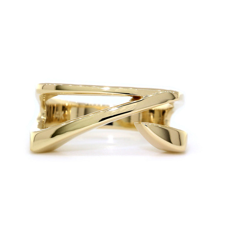 Open Contemporary Design Ring, 9mm Wide in 14K Yellow Gold