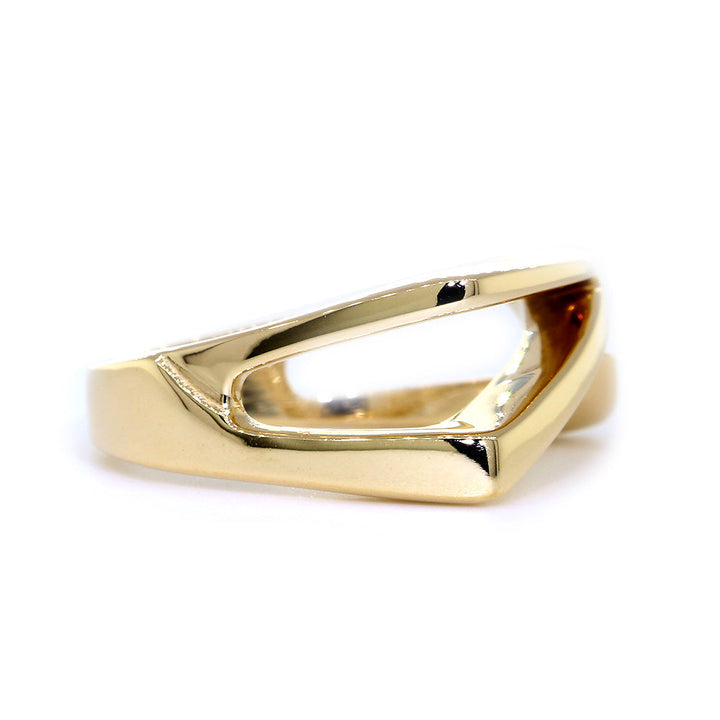 Open Contemporary Design Ring, 9mm Wide in 14K Yellow Gold