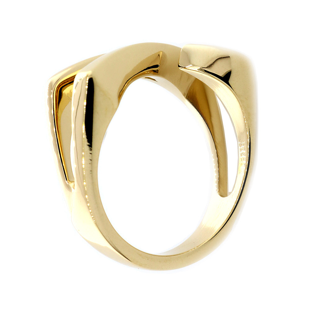Open Contemporary Design Ring, 9mm Wide in 14K Yellow Gold