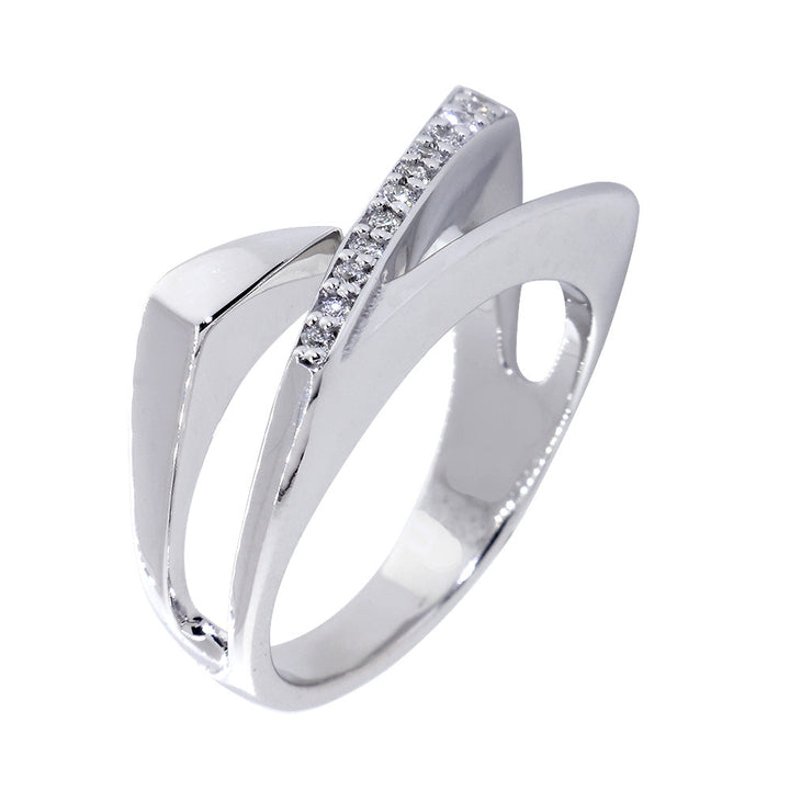 Open Contemporary Design Diamond Ring, 9mm Wide, 0.15CT in 14K White Gold