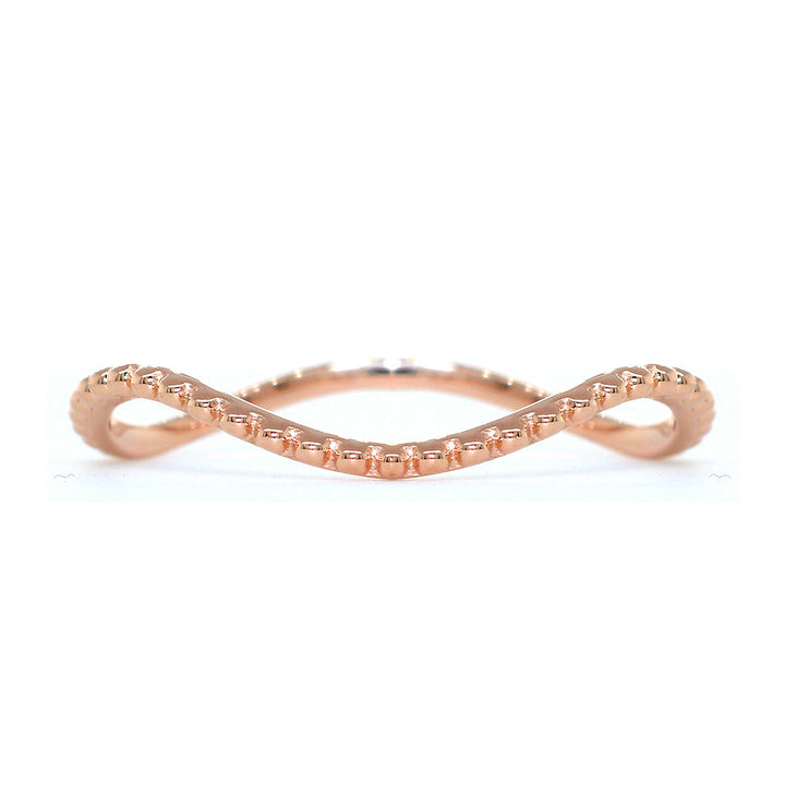 Stackable Curvy Beads Band, 1mm Wide in 14K Pink, Rose Gold