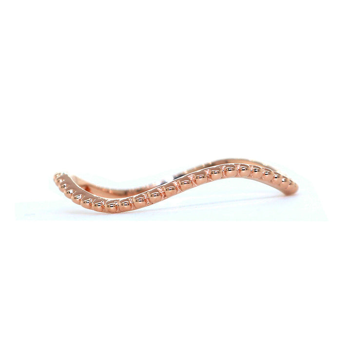 Stackable Curvy Beads Band, 1mm Wide in 14K Pink, Rose Gold