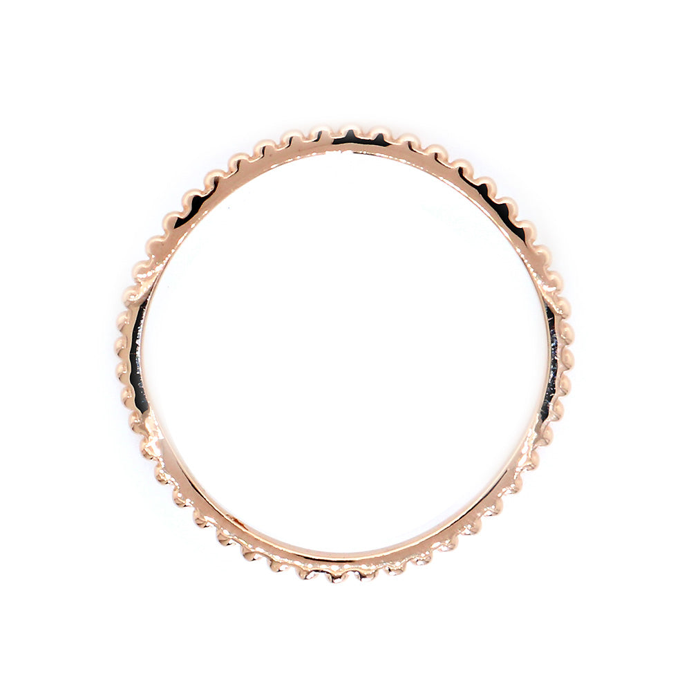Stackable Curvy Beads Band, 1mm Wide in 14K Pink, Rose Gold