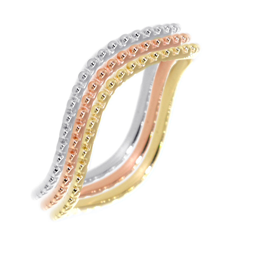 Stackable Curvy Beads Band, 1mm Wide in 14K Yellow Gold