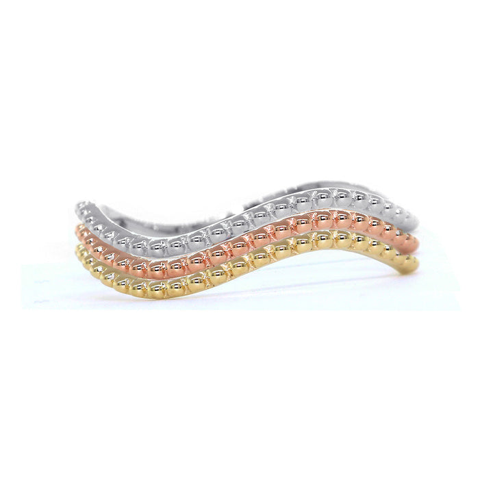 Stackable Curvy Beads Band, 1mm Wide in 14K Yellow Gold