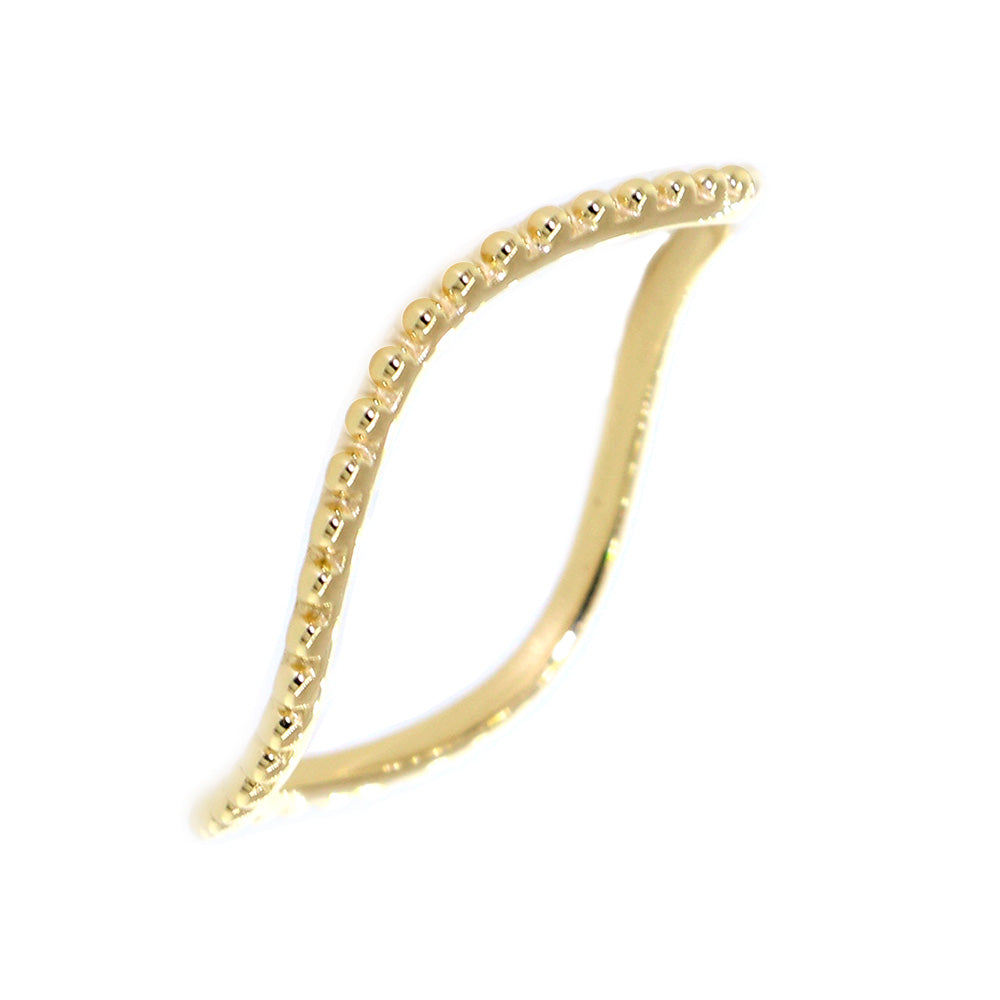 Stackable Curvy Beads Band, 1mm Wide in 14K Yellow Gold