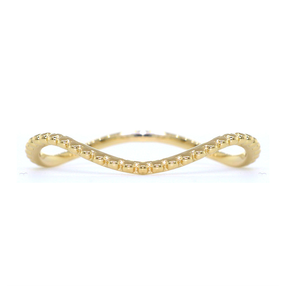 Stackable Curvy Beads Band, 1mm Wide in 14K Yellow Gold