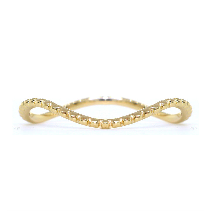 Stackable Curvy Beads Band, 1mm Wide in 14K Yellow Gold