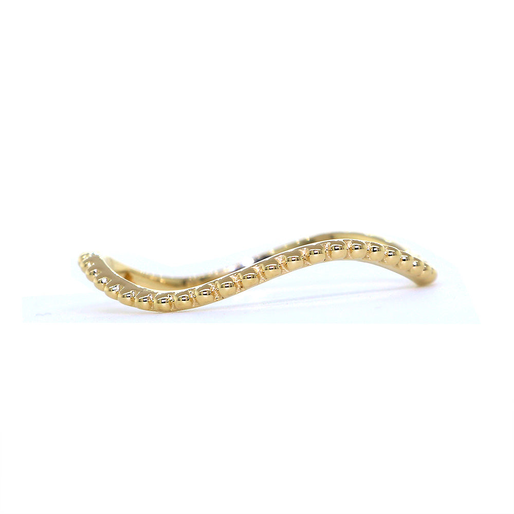 Stackable Curvy Beads Band, 1mm Wide in 14K Yellow Gold