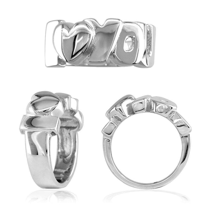 I Love You Heart Ring in Sterling Silver