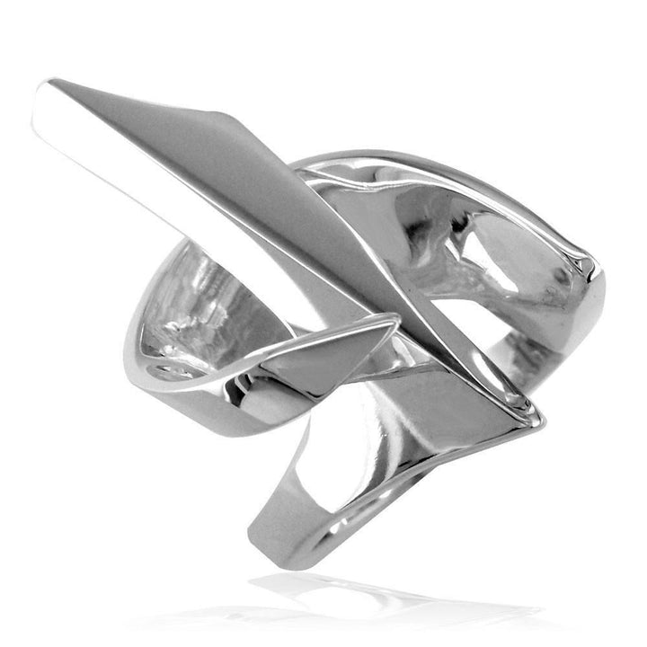 Large Designer Ring in 14k White Gold, 21mm