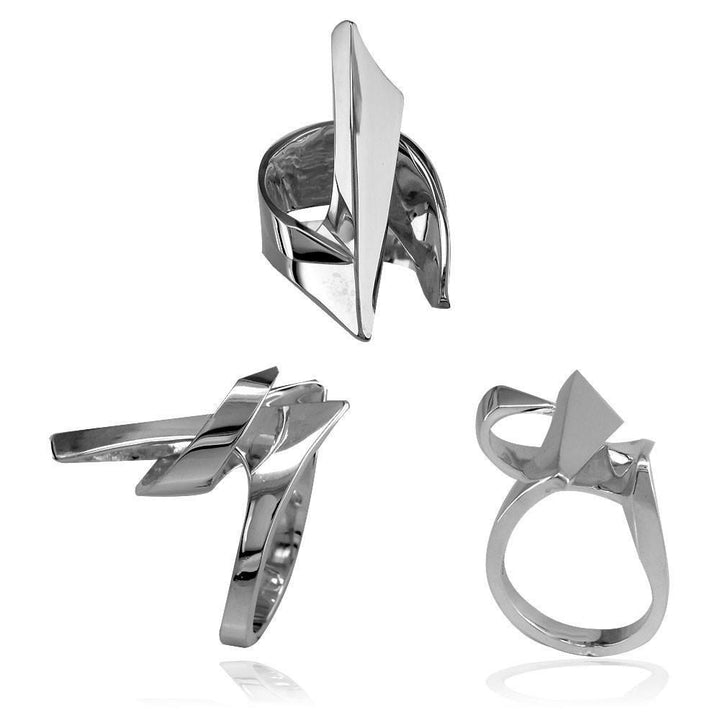 Large Designer Ring in 14k White Gold, 21mm
