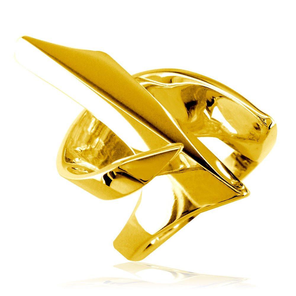 Large Designer Ring in 14k Yellow Gold, 21mm