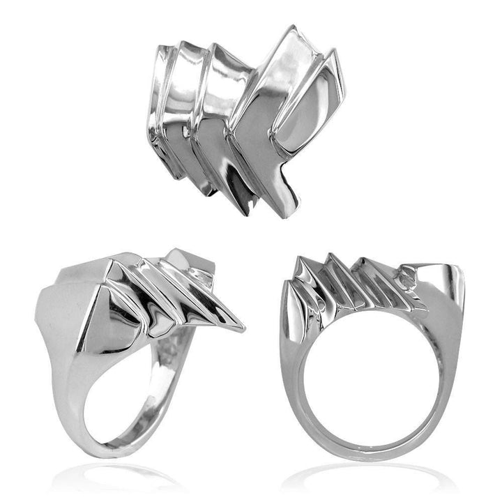 Large Angled Ring in 14k White Gold