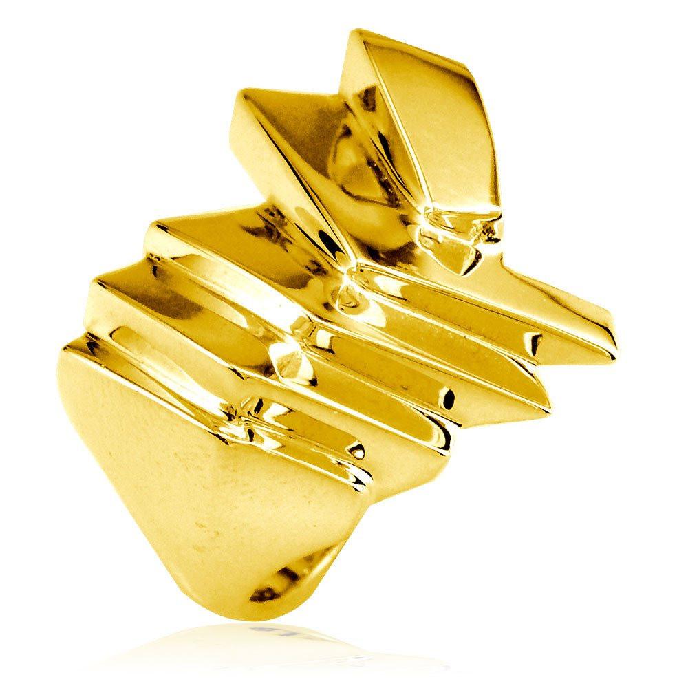 Large Angled Ring in 14k Yellow Gold