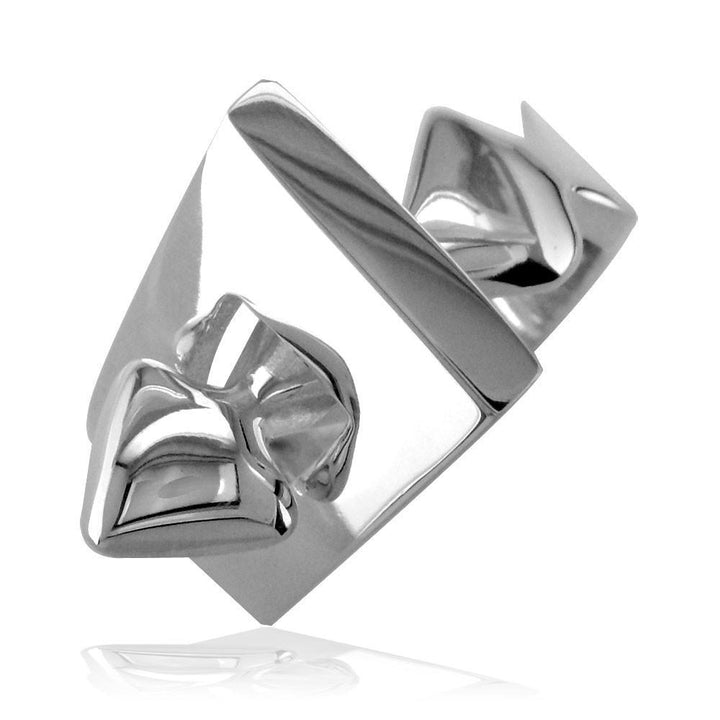 Large Designer Ring in 14k White Gold, 14mm
