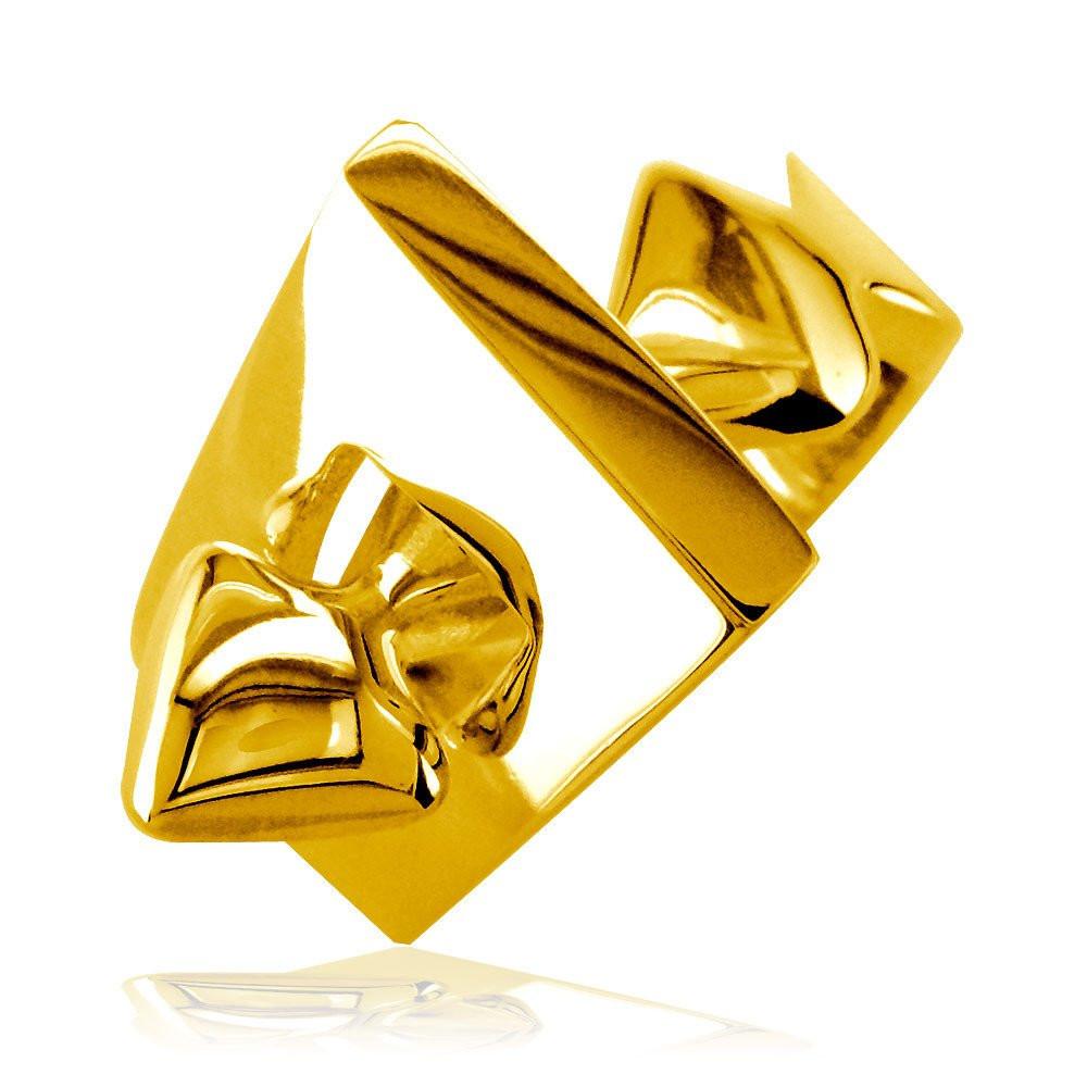 Large Designer Ring in 14k Yellow Gold, 14mm