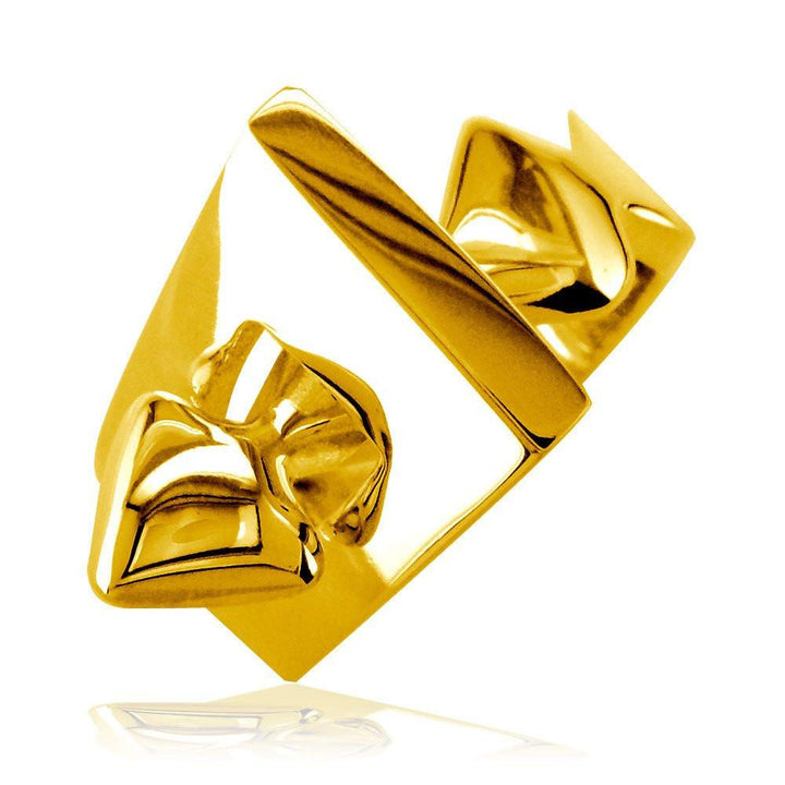 Large Designer Ring in 14k Yellow Gold, 14mm