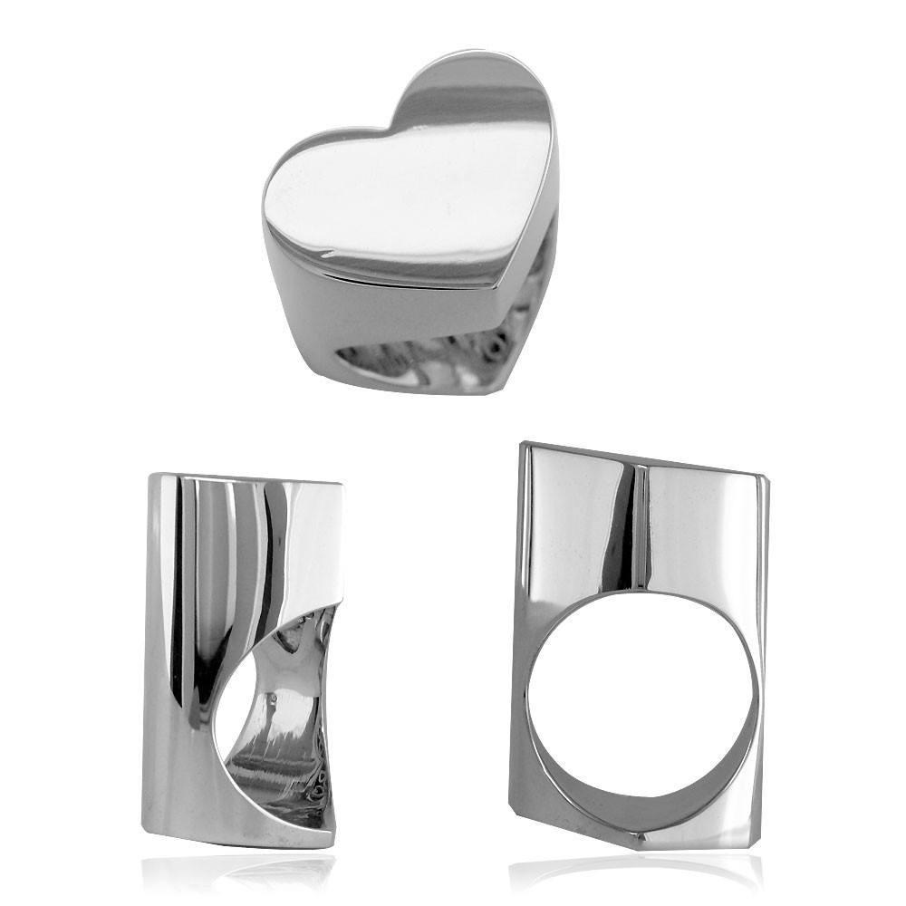 Large Flat Heart Ring in 14k White Gold