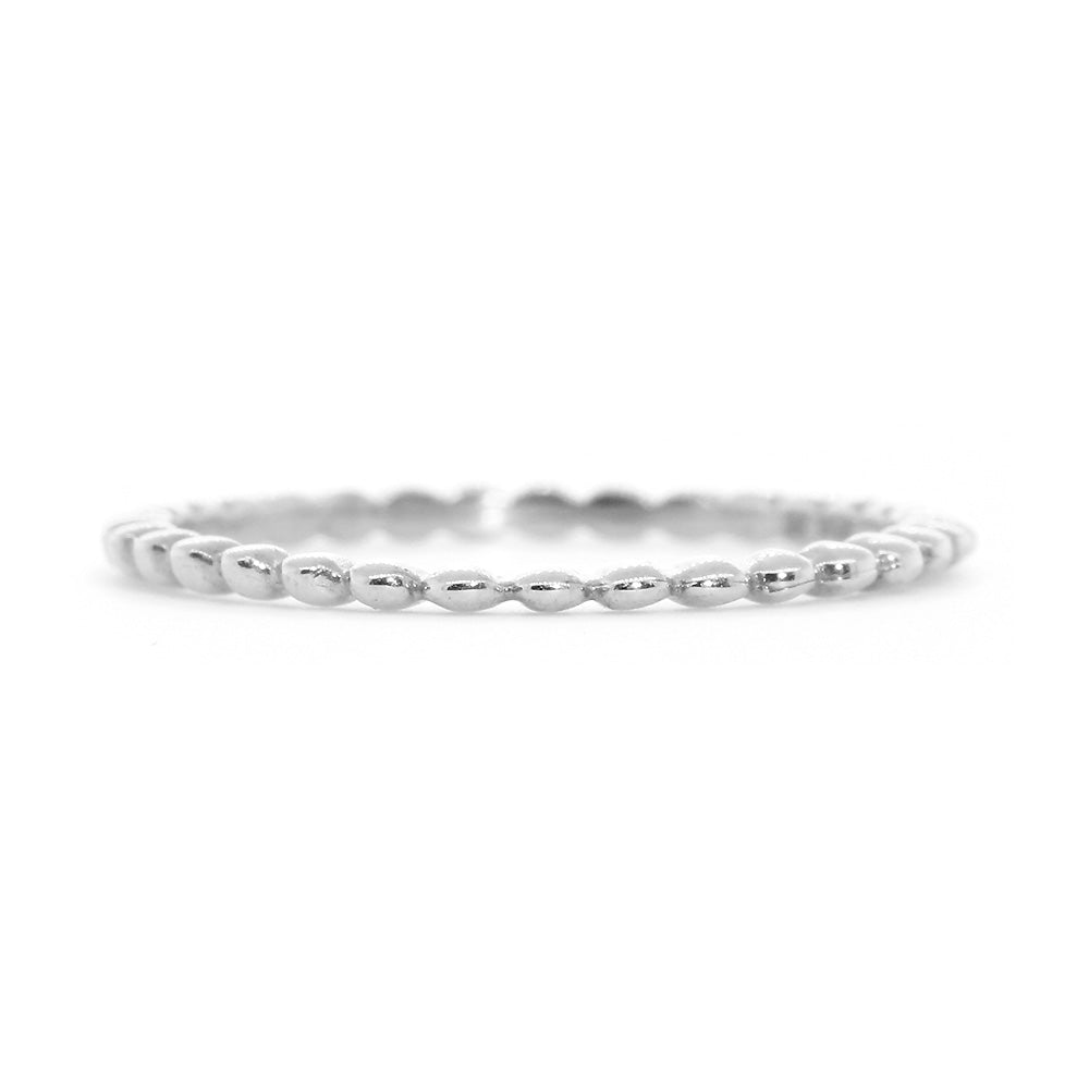 Stackable Beaded Ring, 1.25mm in 14K White Gold