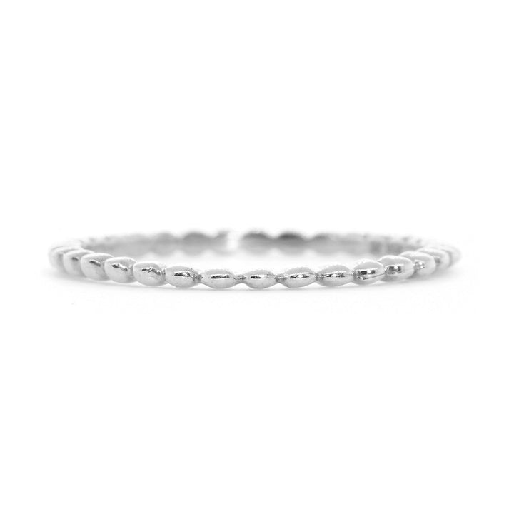 Stackable Beaded Ring, 1.25mm in 14K White Gold