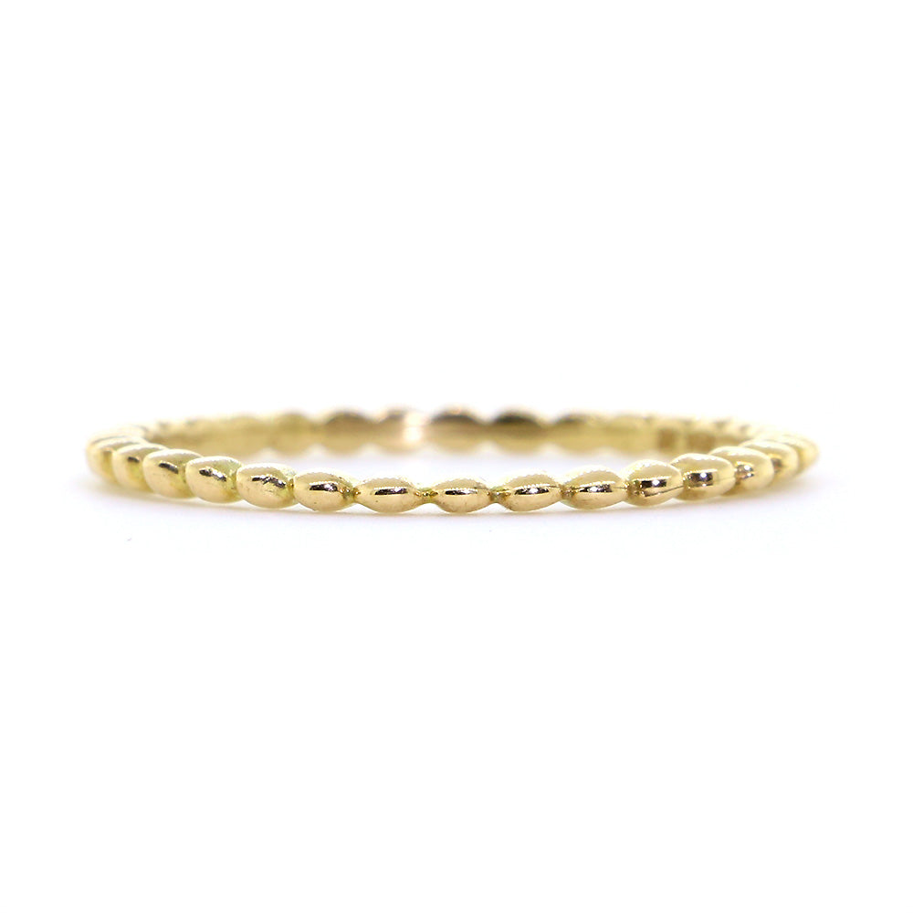 Stackable Beaded Ring, 1.25mm in 14K Yellow Gold