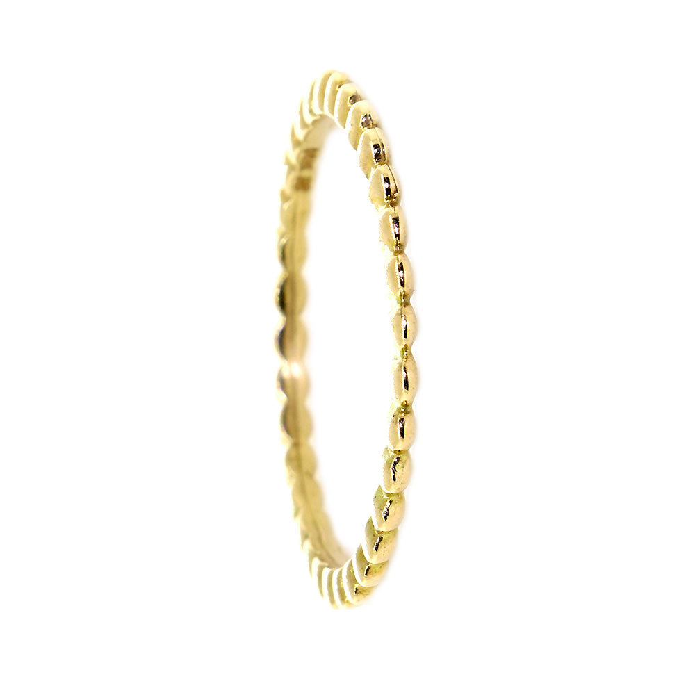 Stackable Beaded Ring, 1.25mm in 14K Yellow Gold