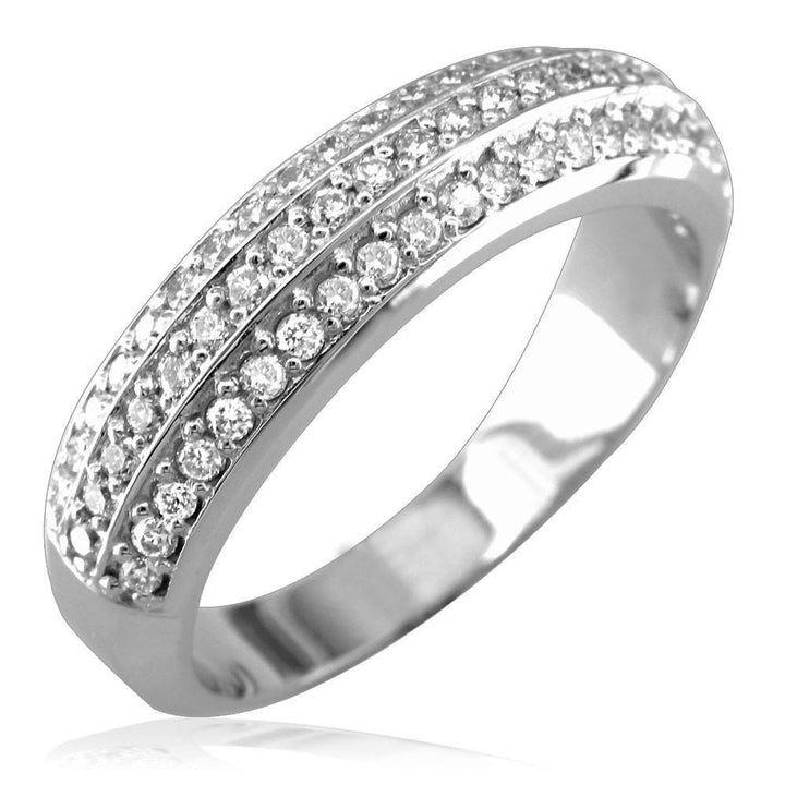 3 Row Diamond Band, 0.90CT in 14k White Gold