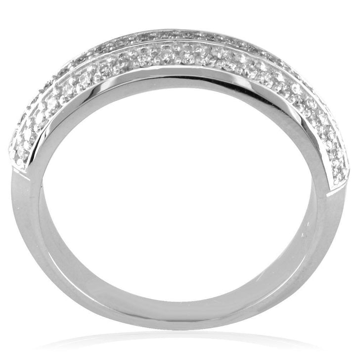 3 Row Diamond Band, 0.90CT in 14k White Gold