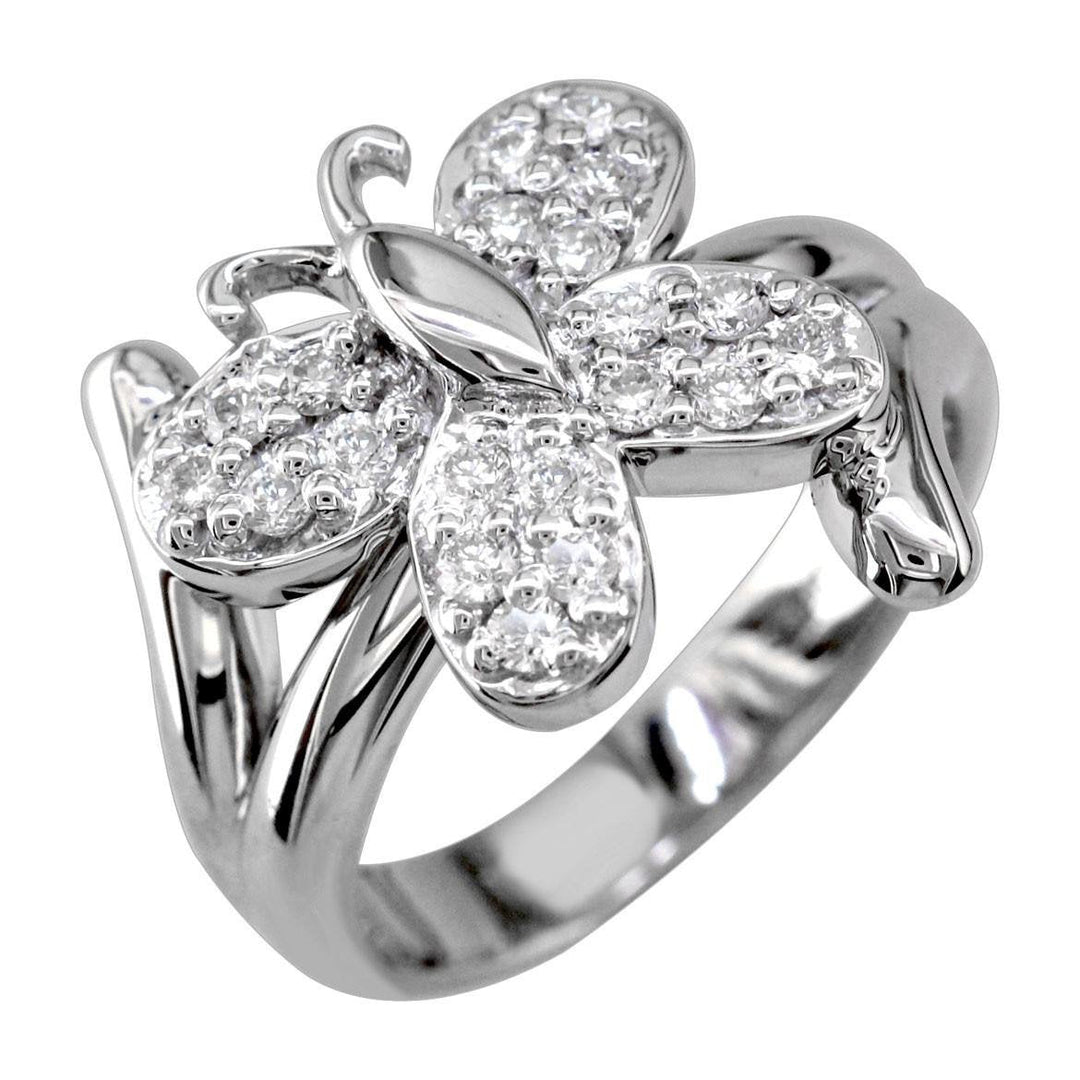 Diamond Butterfly Ring, 0.45CT in 14k White Gold