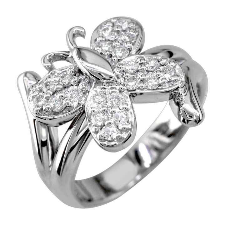Diamond Butterfly Ring, 0.45CT in 14k White Gold