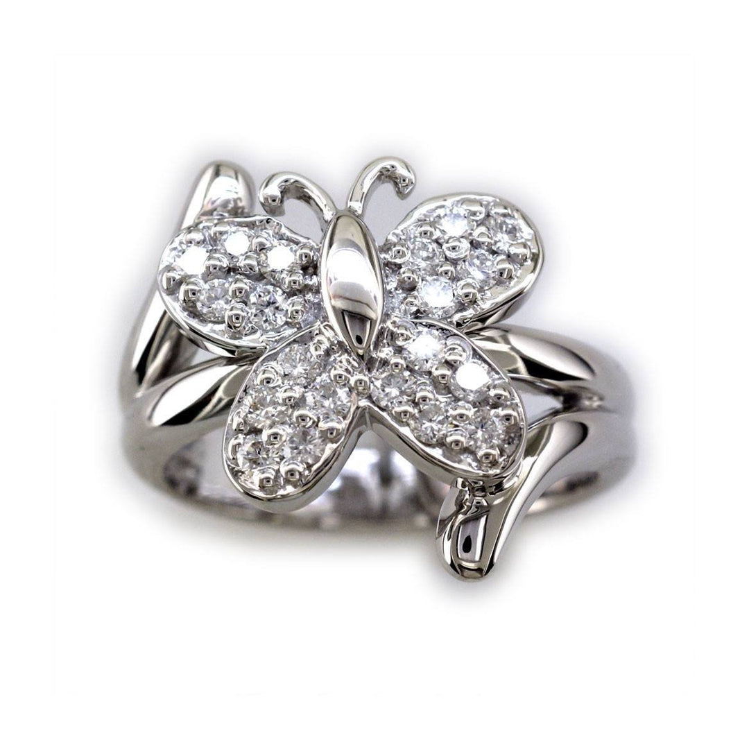Diamond Butterfly Ring, 0.45CT in 14k White Gold