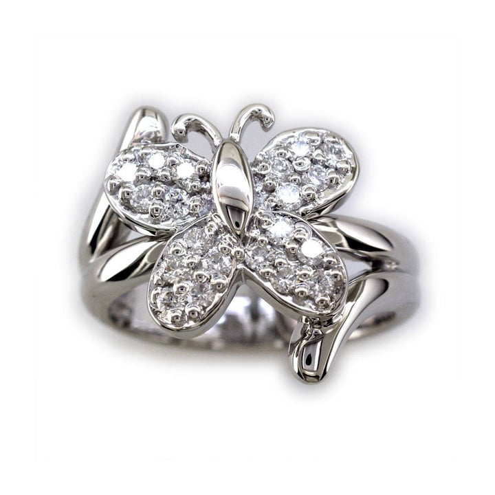 Diamond Butterfly Ring, 0.45CT in 14k White Gold