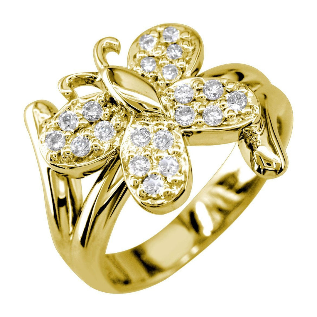 Diamond Butterfly Ring, 0.45CT in 14k Yellow Gold