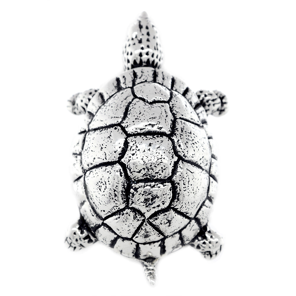 42mm Turtle Rope Ring with Black in Sterling Silver