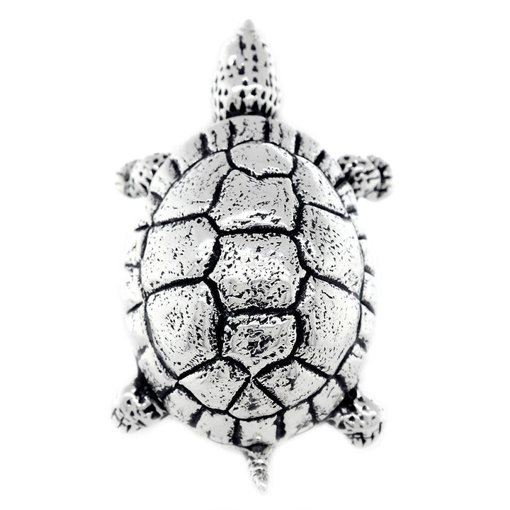 42mm Turtle Rope Ring with Black in Sterling Silver