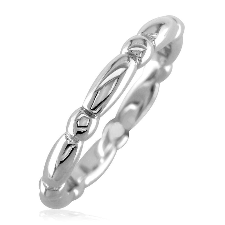 Stackable Bead and Barrel Eternity Band, 3mm in Sterling Silver