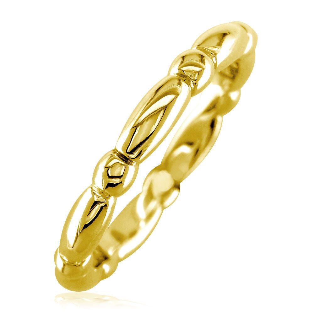 Stackable Bead and Barrel Eternity Band, 3mm in 14k Yellow Gold