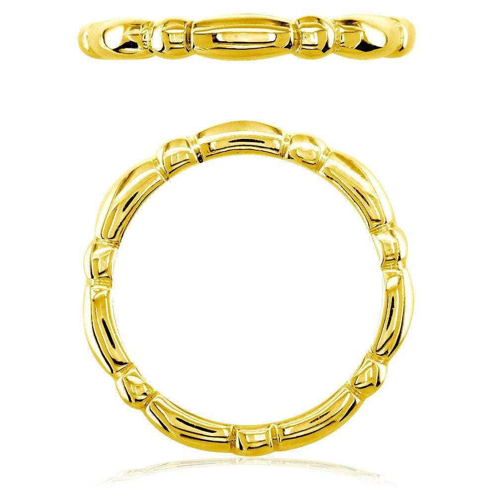 Stackable Bead and Barrel Eternity Band, 3mm in 14k Yellow Gold