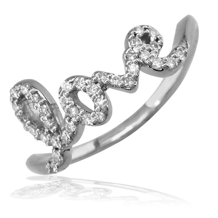 Script Love Ring, Round Diamonds, 0.17CT in 14k White Gold